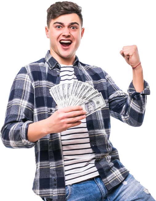A Men In Excitement After Winning Money